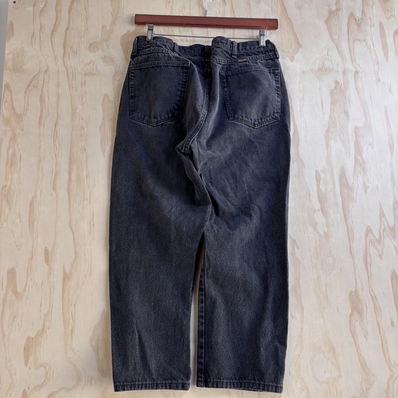 Y2K Rustler Jeans Mens 38x29 Black Denim Charcoal Wash Straight Leg Casual Pants - Picture 2 of 9